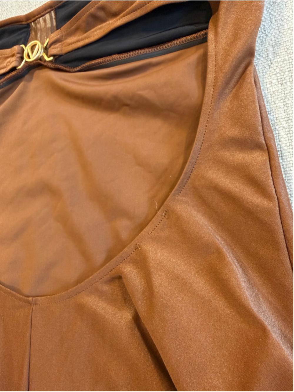Valentino Sand metallic shimmer brown one piece strapless swimsuit women’s 10 - Picture 12 of 12